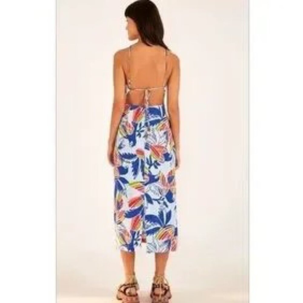 Farm Rio Blue Color Birds Midi Dress NWT Size XL - Picture 4 of 16